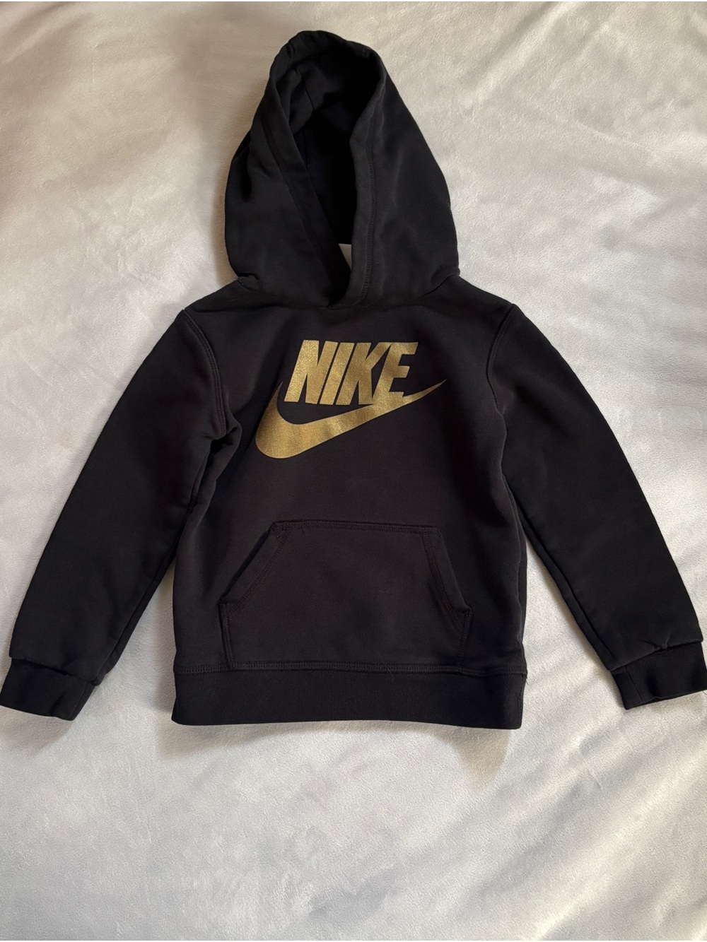 Nike Black Kids Hoodie with Gold Logo